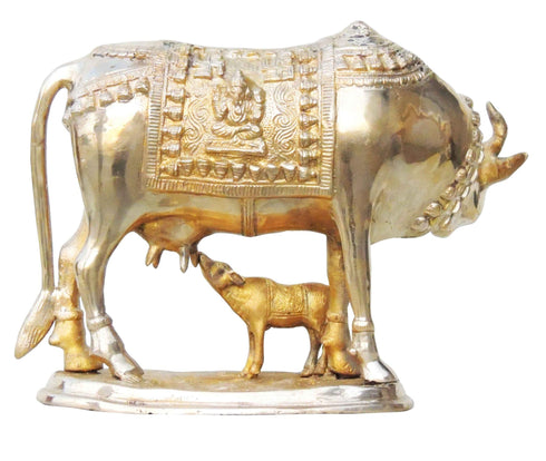 Brass Cow With Calf Statue 8.12Kg